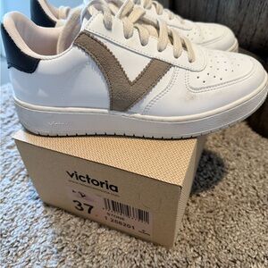 Victoria White and Tan Sneakers